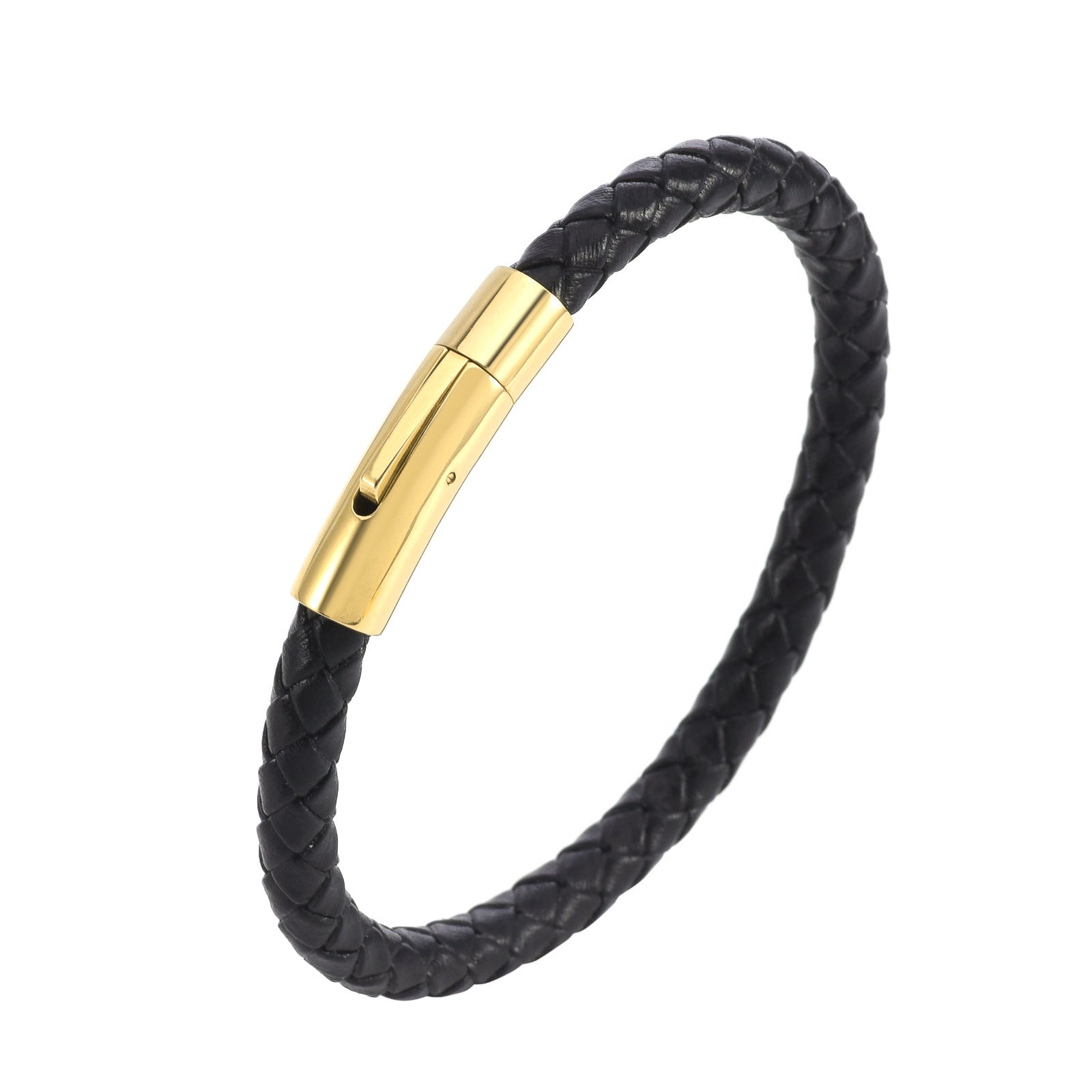 Geflochtenes Lederarmband Valor in Gold