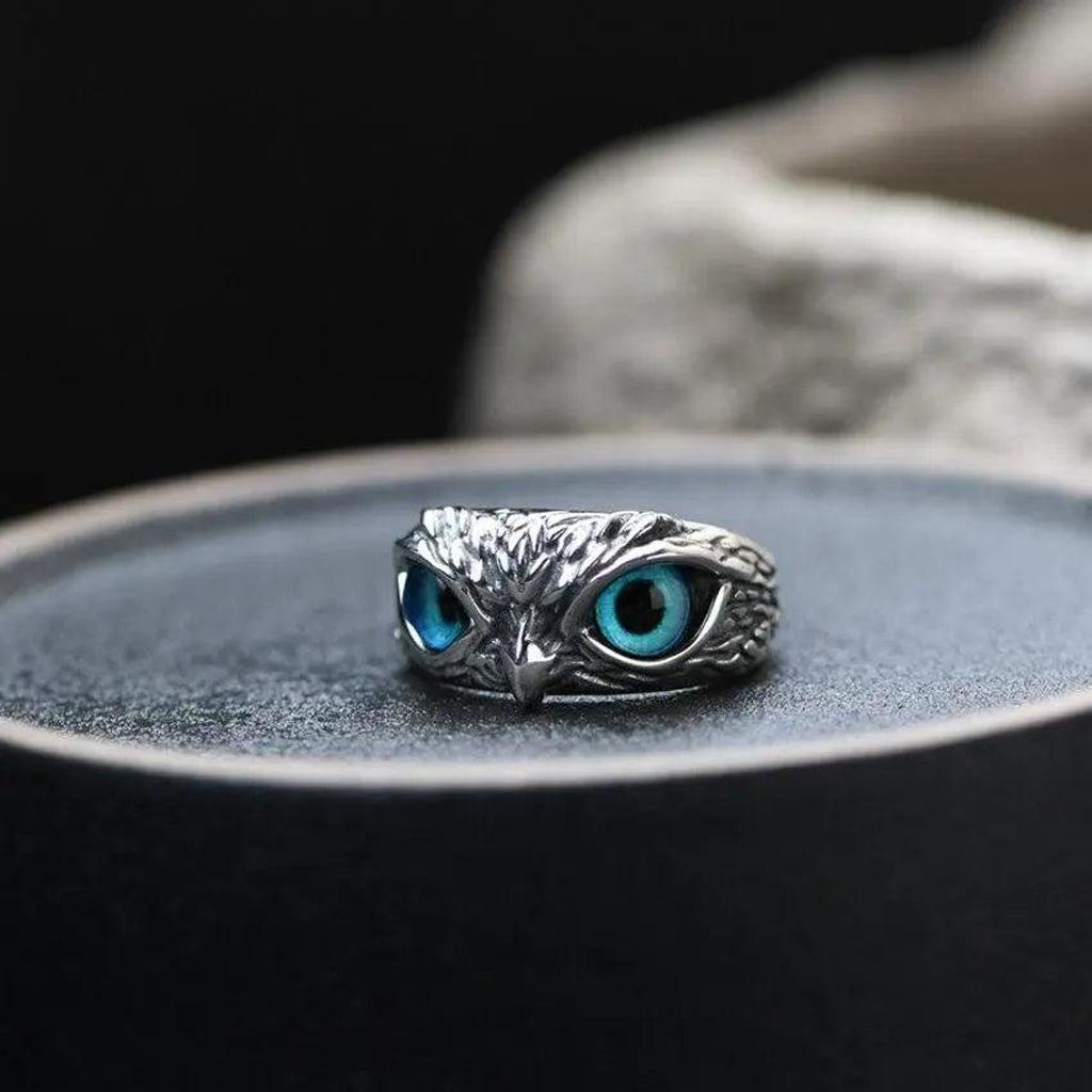 Verstellbarer Eulenring mit Opal in Weißgold – Ansicht 4