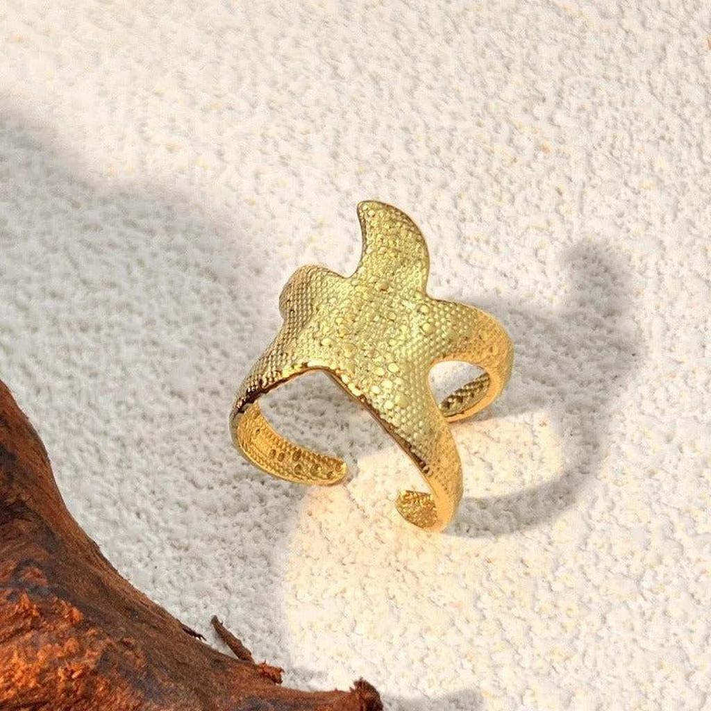 Verstellbarer Retro-Goldring „Seestern“