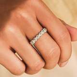 Verstellbarer Ring in Weißgold mit Emaille-Margeriten – Ansicht 4
