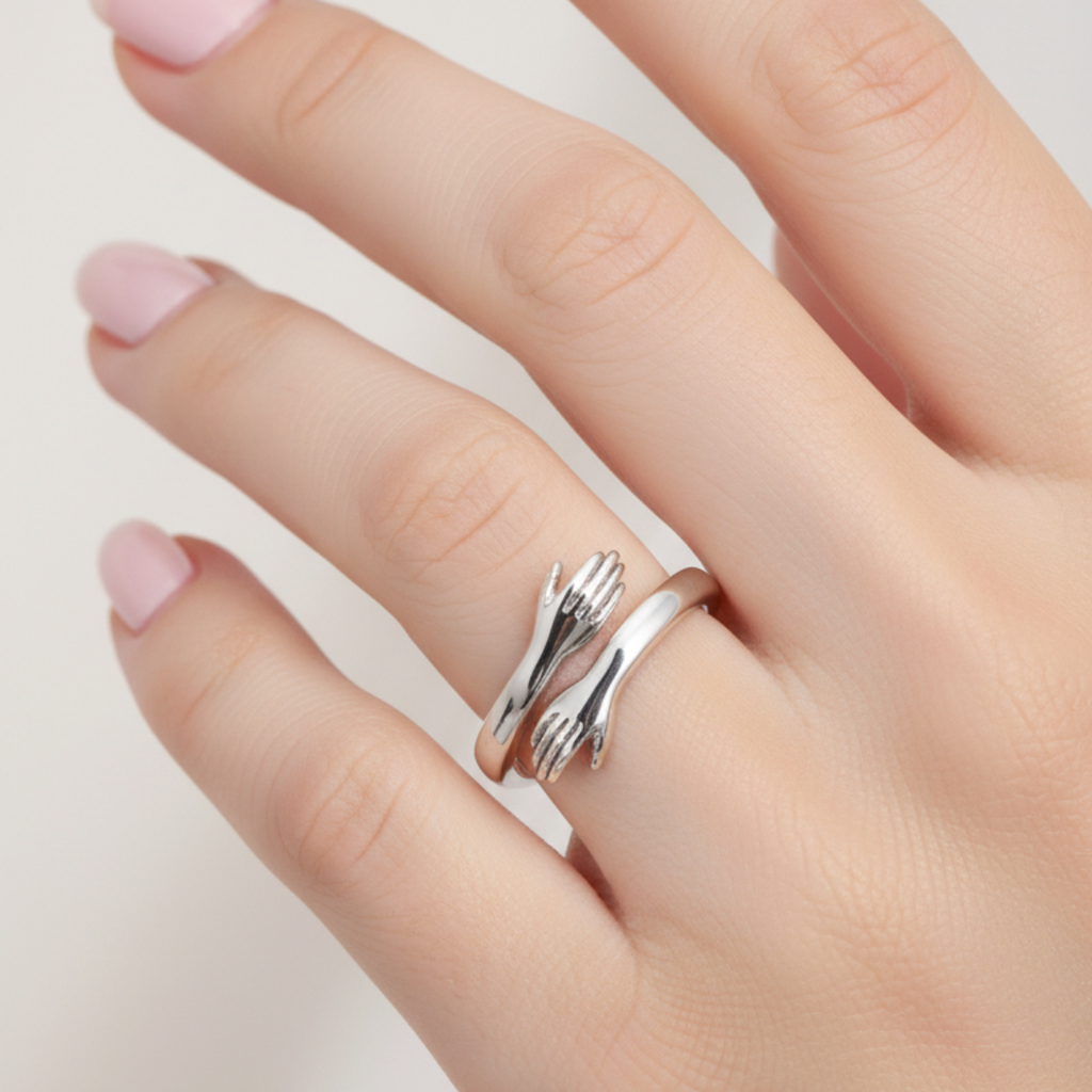 Verstellbarer Ring „Umarmung“ in Weißgold – Ansicht 2