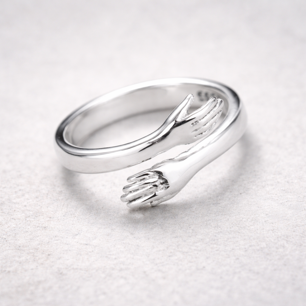 Verstellbarer Ring „Umarmung“ in Weißgold