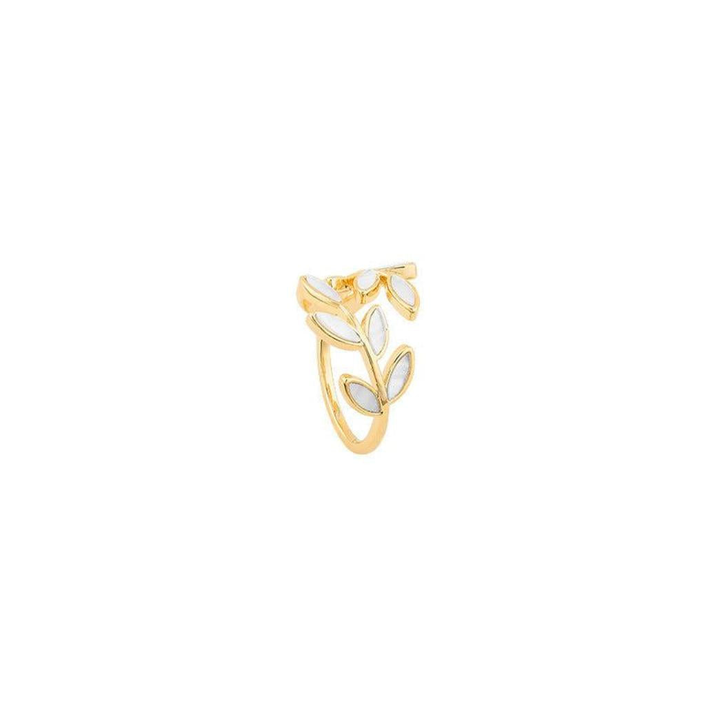 Verstellbarer Ring mit weißem Opal in Gold – Ansicht 3