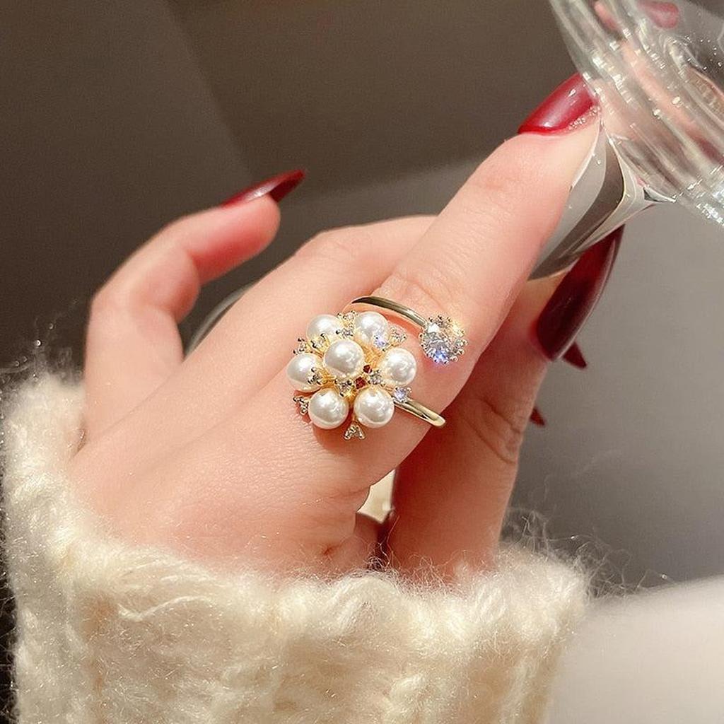 Verstellbarer Ring mit Perlen – Ansicht 2