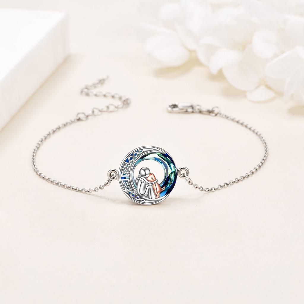 Verstellbares Armband mit Hundeanhänger in Weißgold – Ansicht 2