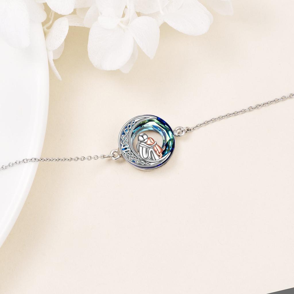 Verstellbares Armband mit Hundeanhänger in Weißgold – Ansicht 4