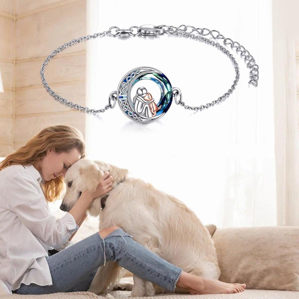 Verstellbares Armband mit Hundeanhänger in Weißgold – Ansicht 5