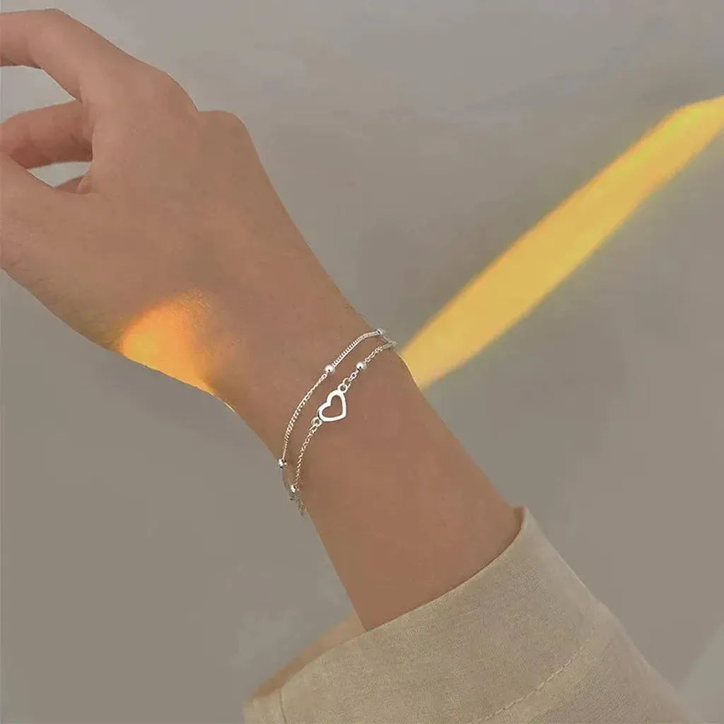 Verstellbares Armband mit Herz in Weißgold – Ansicht 3