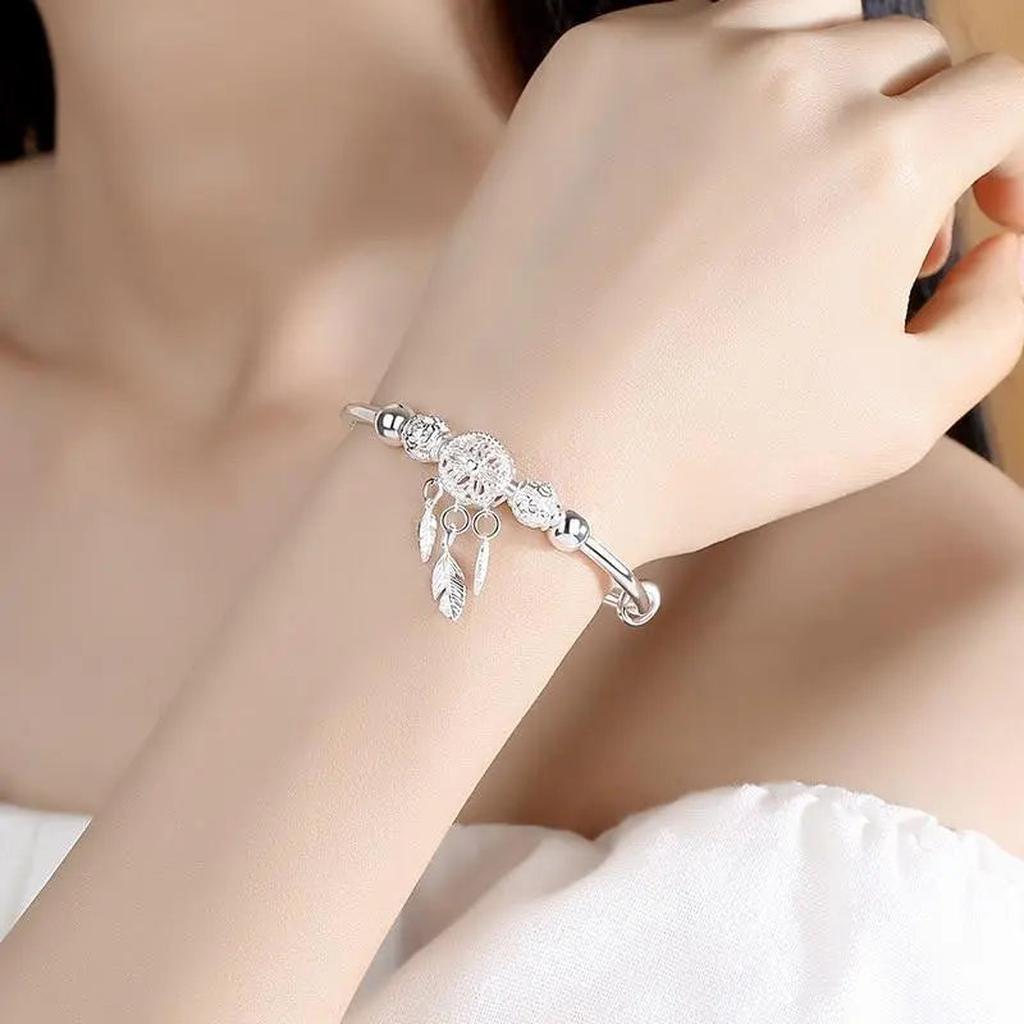 Verstellbares Traumfänger-Armband in Weißgold – Ansicht 3