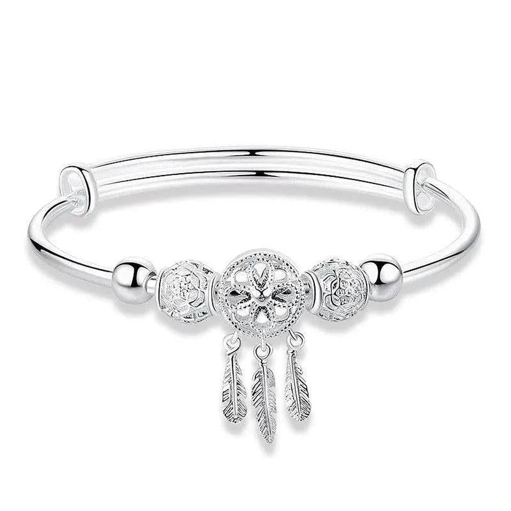 Verstellbares Traumfänger-Armband in Weißgold – Ansicht 5