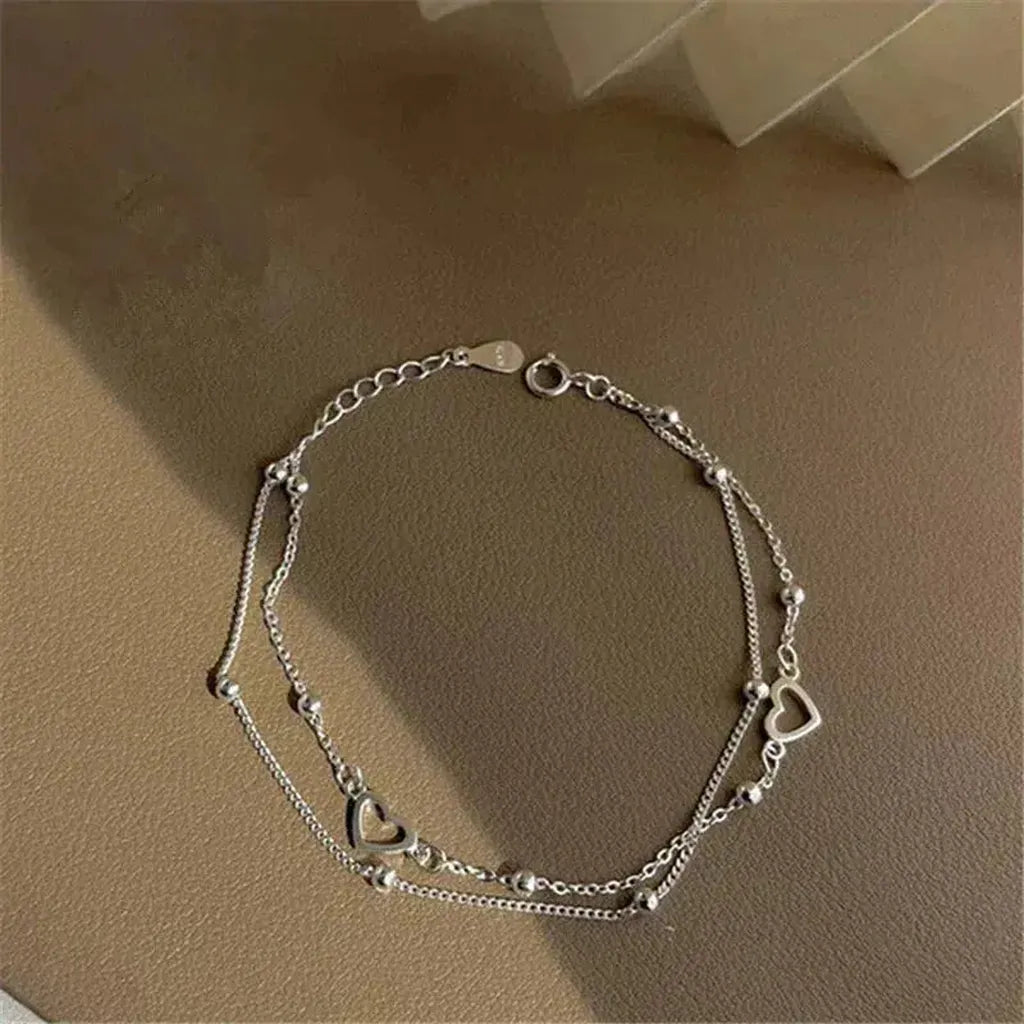 Verstellbares Weißgold-Armband mit Herz – Ansicht 2