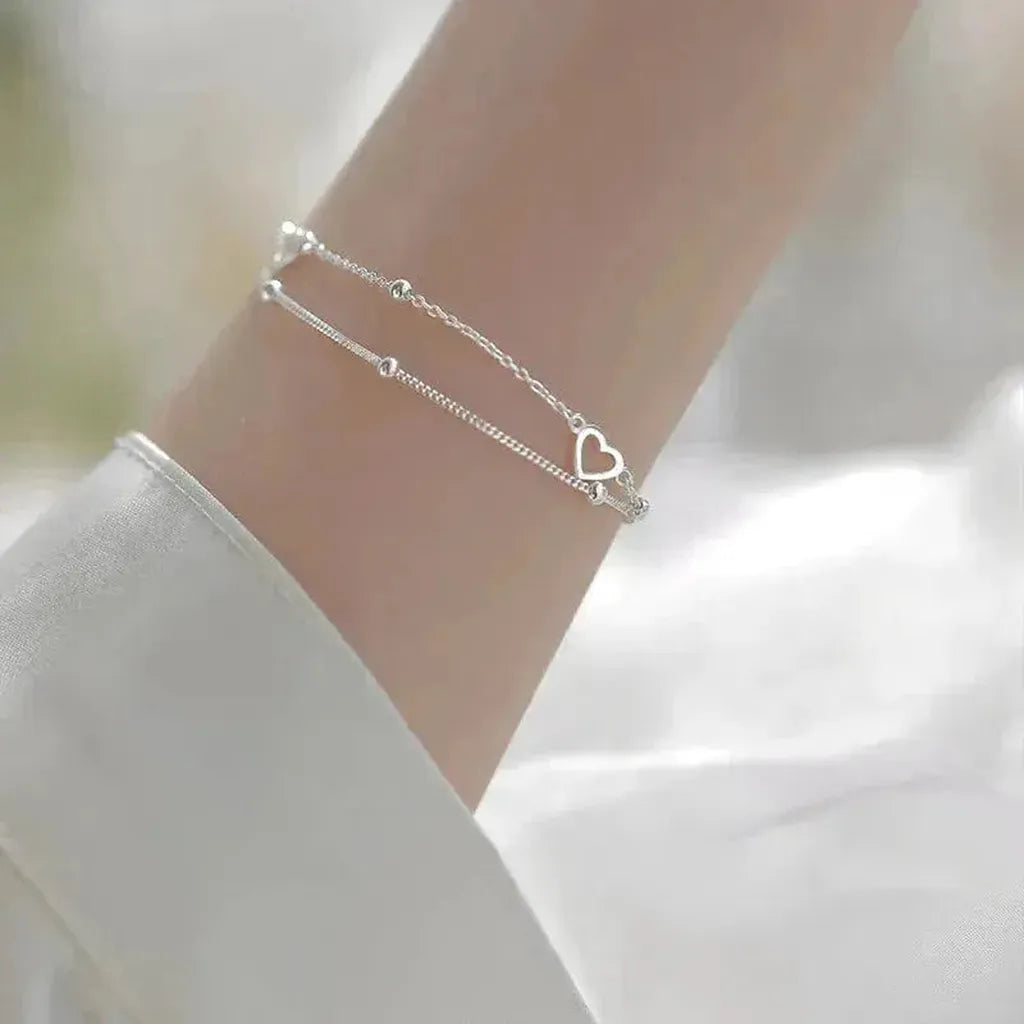 Verstellbares Weißgold-Armband mit Herz – Ansicht 4