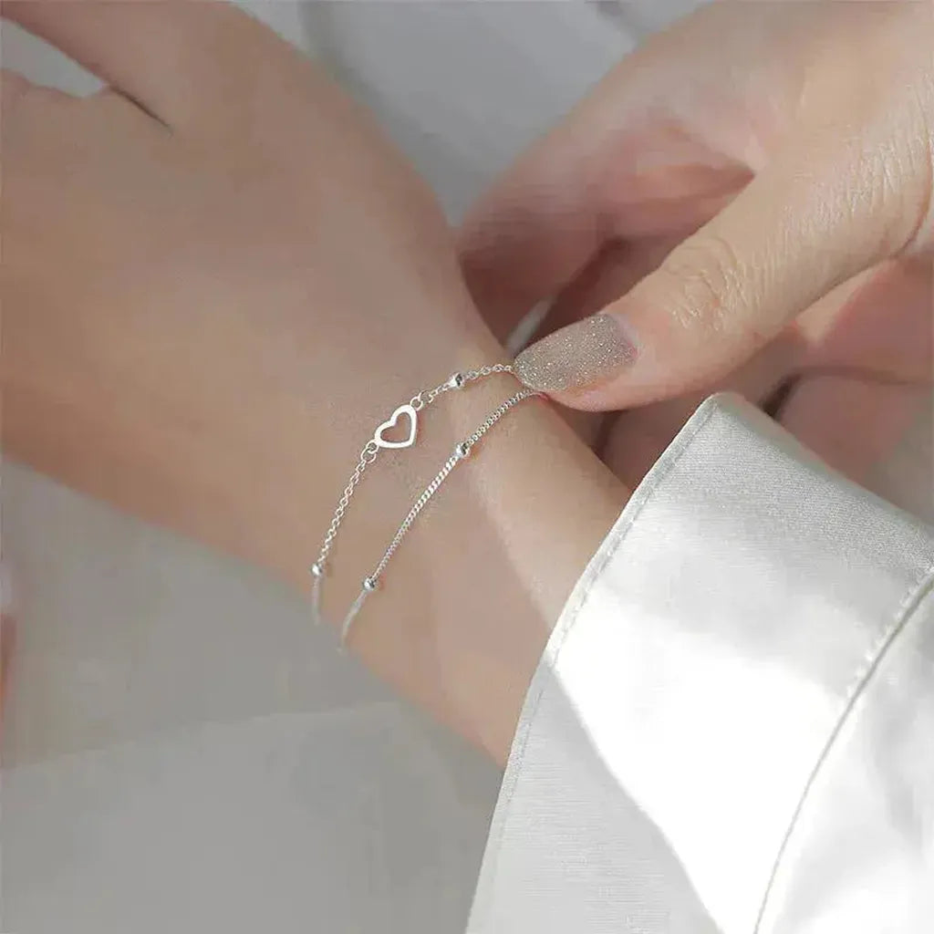 Verstellbares Weißgold-Armband mit Herz
