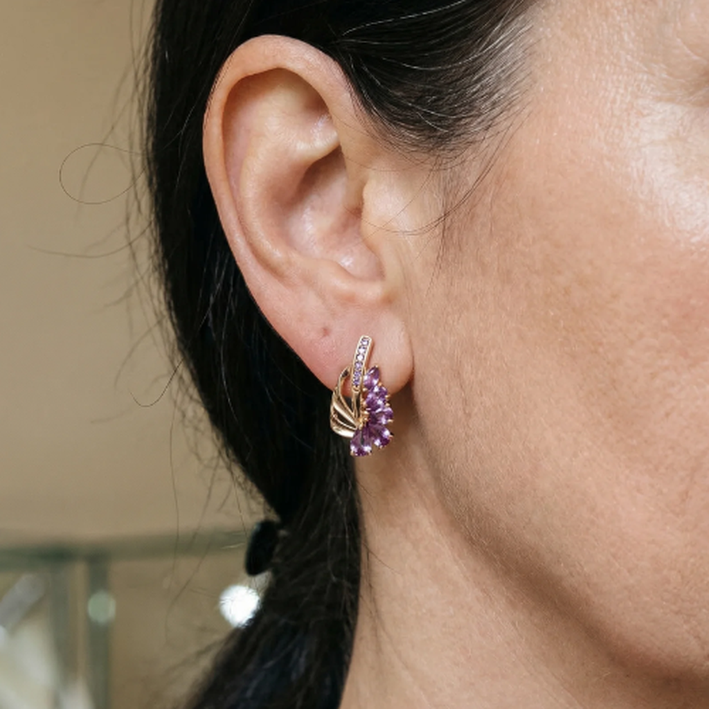 Amethyst-Flügel-Ohrringe Viorelle in Roségold