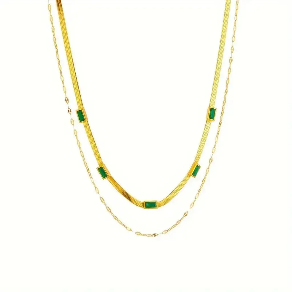 Zweilagige Retro-Goldhalskette „Sorella Gem“ – Ansicht 5
