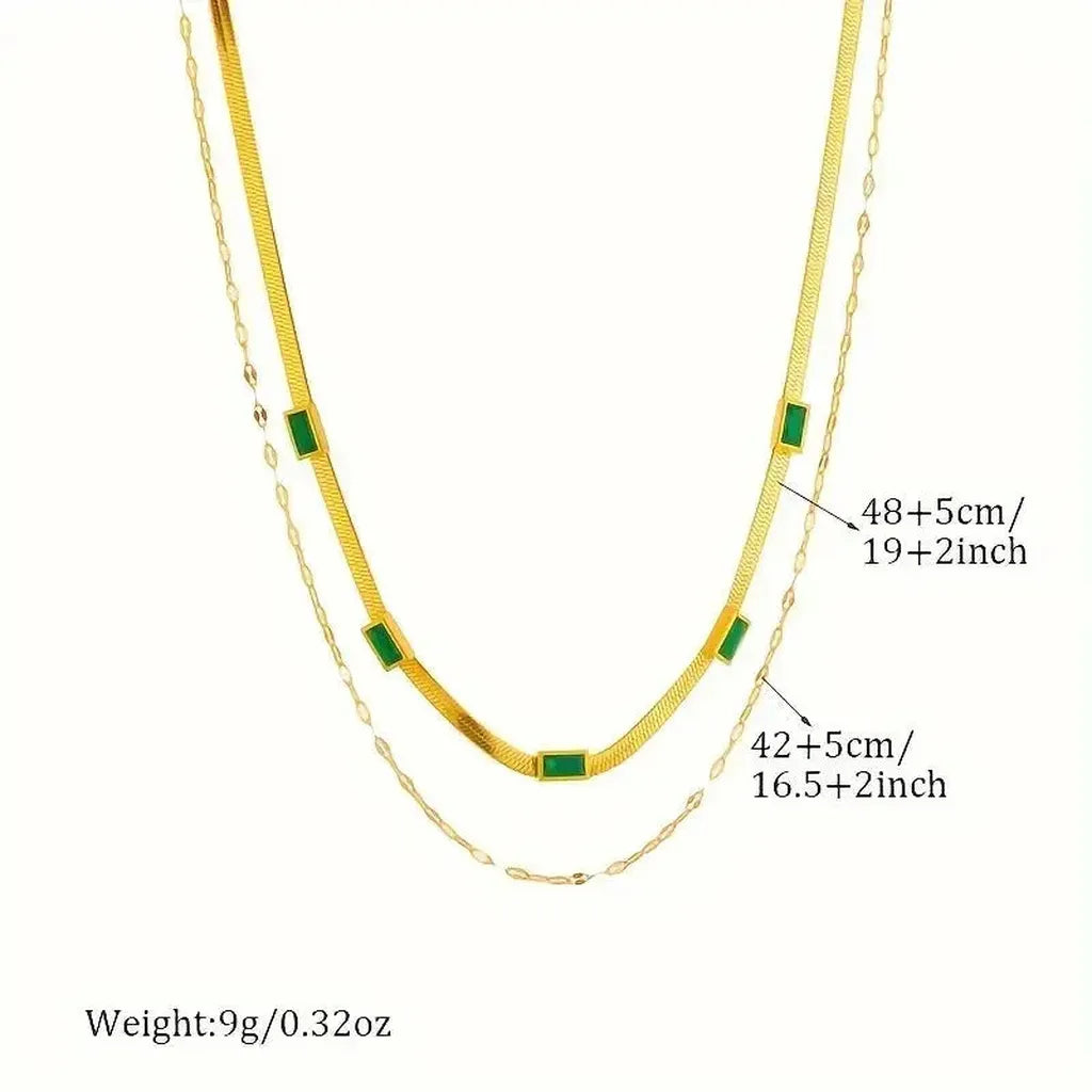 Zweilagige Retro-Goldhalskette „Sorella Gem“ – Ansicht 6