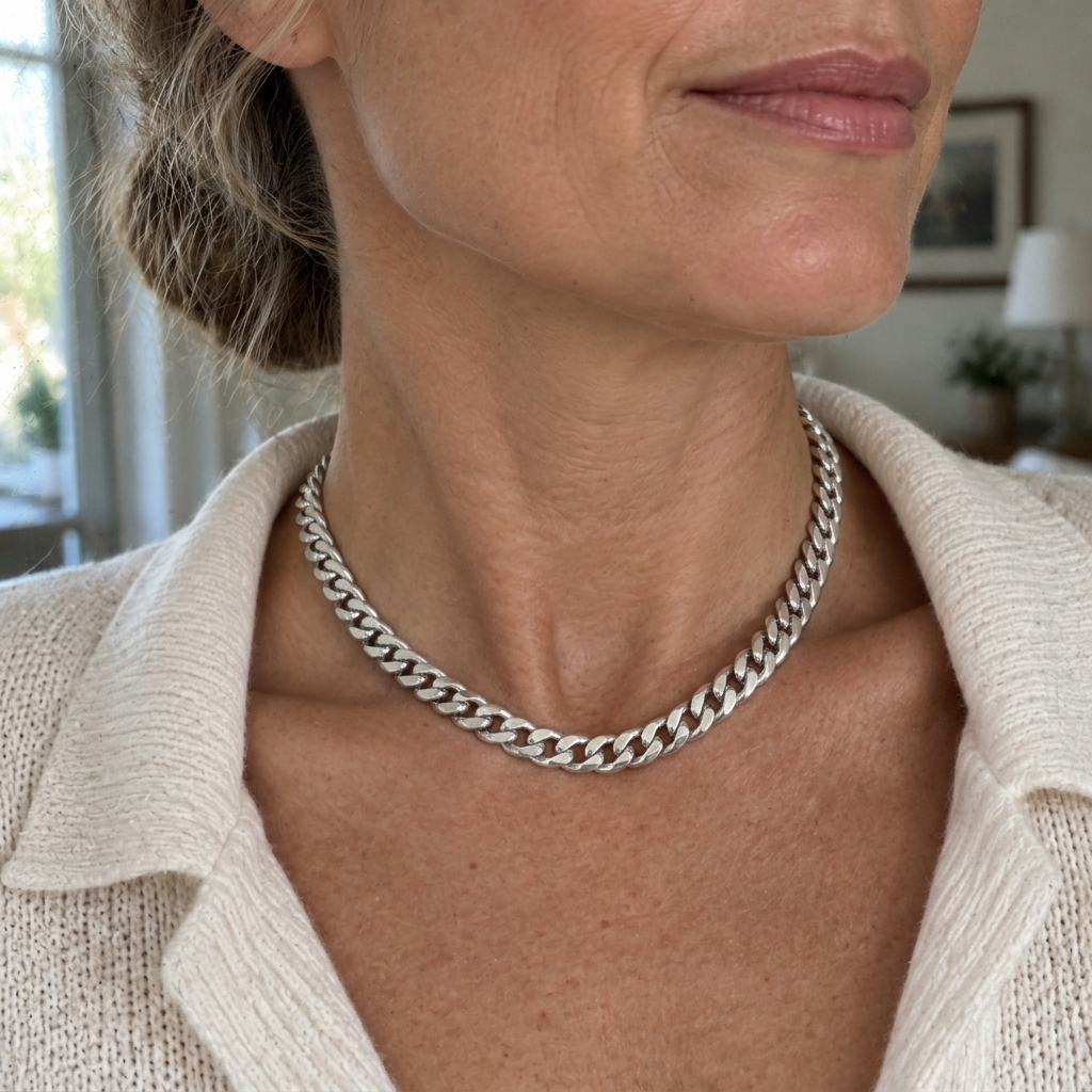 Kubanische Gliederkette mit großen Gliedern in Gold, Ansicht 2