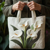 Handgefertigte Stepptasche – Weiße Calla