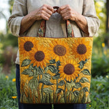 Handgefertigte Stepptasche – Sonnenblumen