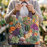 Handgefertigte Stepptasche – Sukkulentengarten