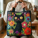 Handgefertigte Stepptasche – Verzauberte schwarze Katze