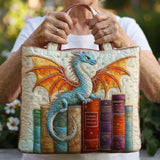 Handgefertigte Stepptasche – Smaragddrache – Hüter der Bücher