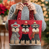 Handgefertigte Stepptasche – Schnauzer-Trio