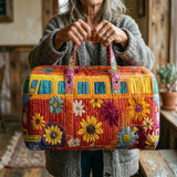Gesteppte Reisetasche – Hippiebus im Retrolook