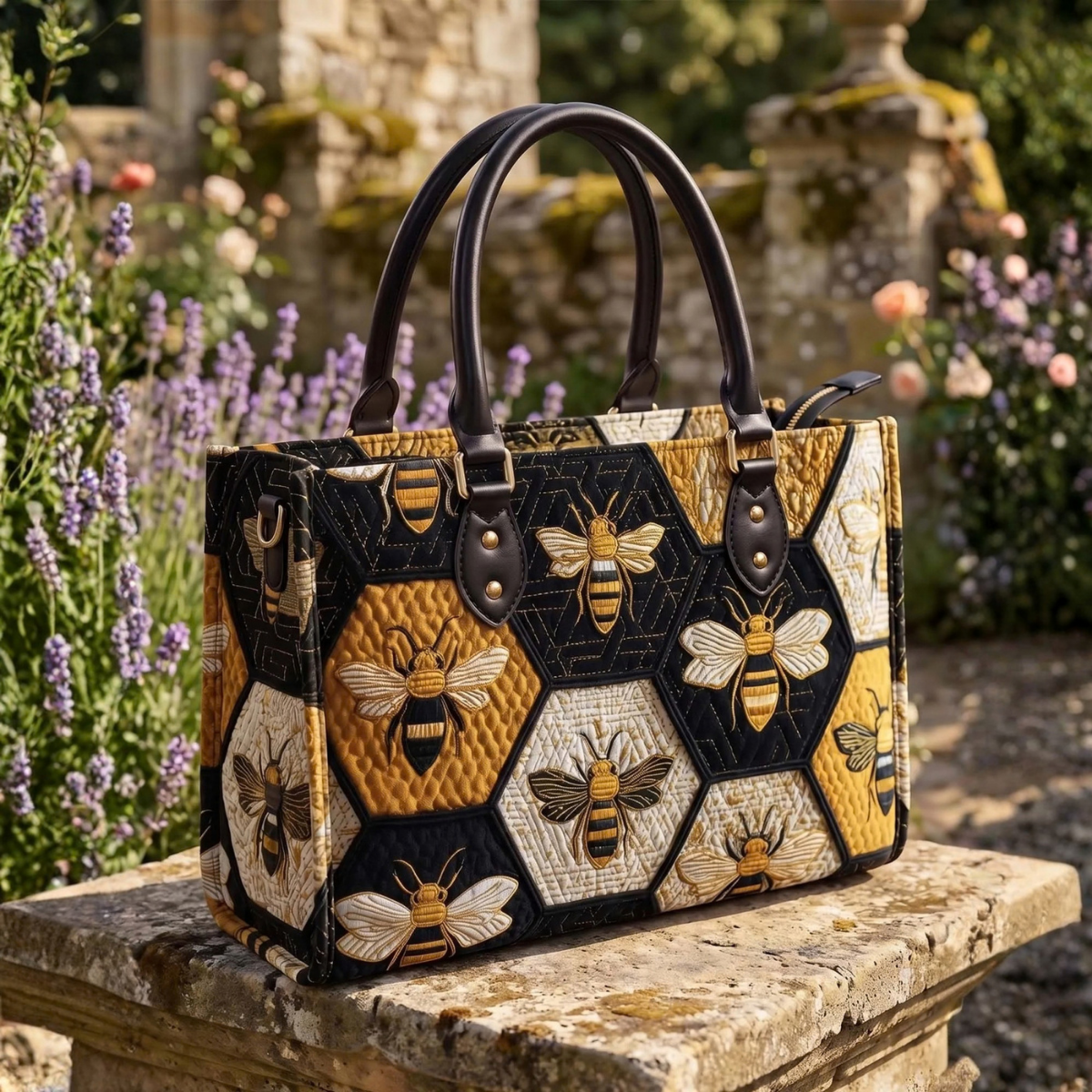 Stepptasche Biene – gesteppte Henkeltasche für Damen