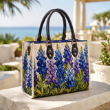 Stepptasche Blaue Lupine – gesteppte Henkeltasche für Damen