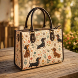 Stepptasche Bunte Katze im Blumengarten – gesteppte Henkeltasche für Damen
