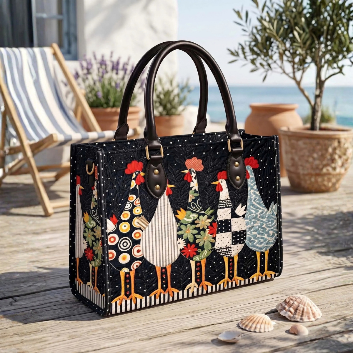 Stepptasche Flippiges Hendl – gesteppte Henkeltasche für Damen