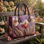Stepptasche Irisblüten – gesteppte Henkeltasche für Damen