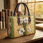 Stepptasche Kreuz & Lilie – gesteppte Henkeltasche für Damen