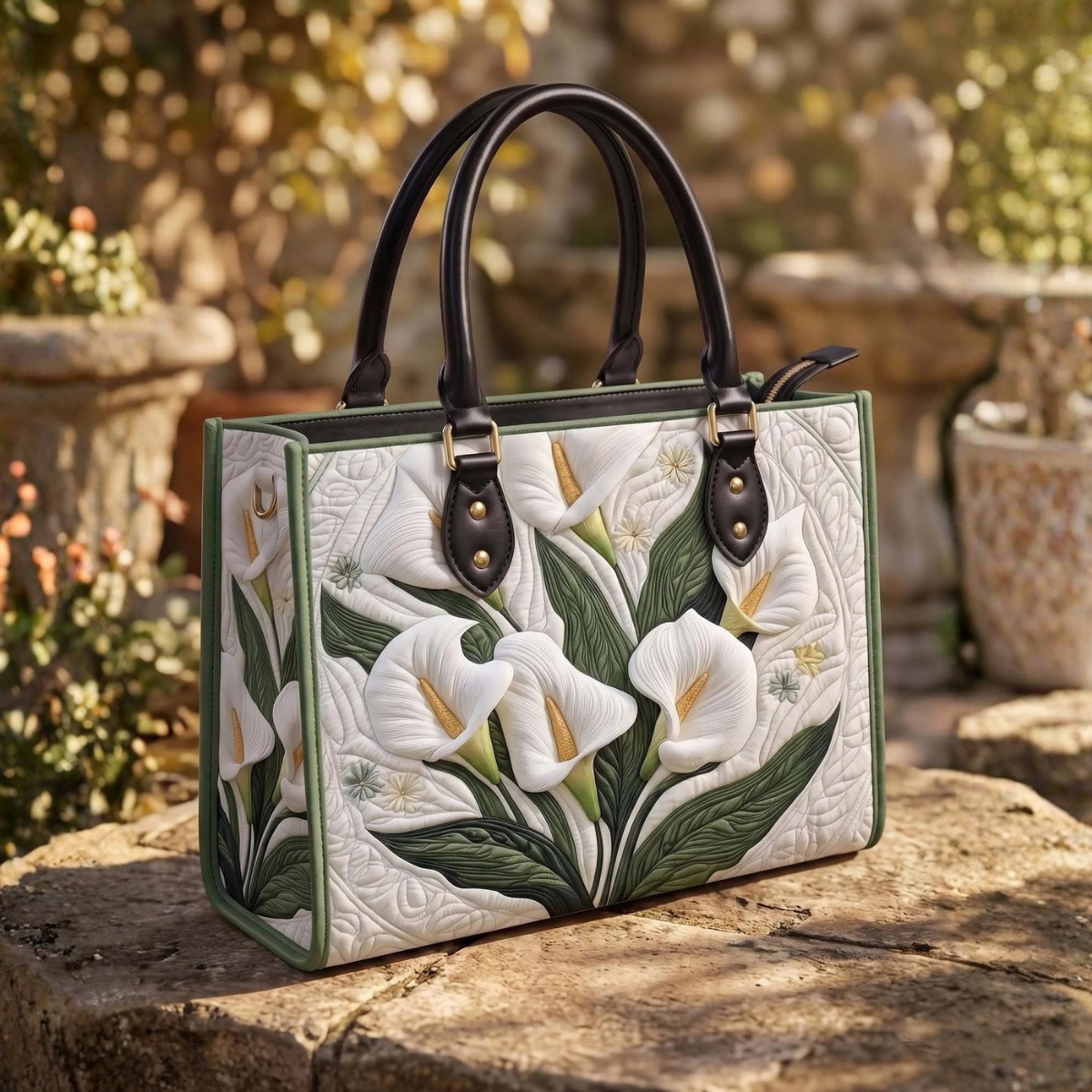 Stepptasche Kunsthandwerk – gesteppte Henkeltasche für Damen