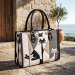 Stepptasche Kunstkatze – gesteppte Henkeltasche für Damen