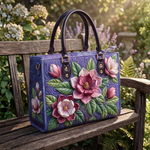 Stepptasche Lila Magnolien – gesteppte Henkeltasche für Damen