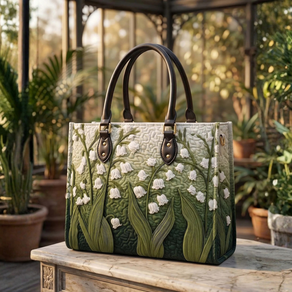 Stepptasche Maiglöckchen – gesteppte Henkeltasche für Damen