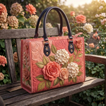 Stepptasche Pfingstrose & Hortensie – gesteppte Henkeltasche für Damen