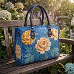 Stepptasche Pfingstrosen – gesteppte Henkeltasche für Damen