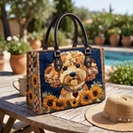 Stepptasche Pudel & Sonnenblume – gesteppte Henkeltasche für Damen