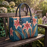 Stepptasche Rosa Lilien – gesteppte Henkeltasche für Damen