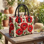 Stepptasche Roter Mohn – gesteppte Henkeltasche für Damen