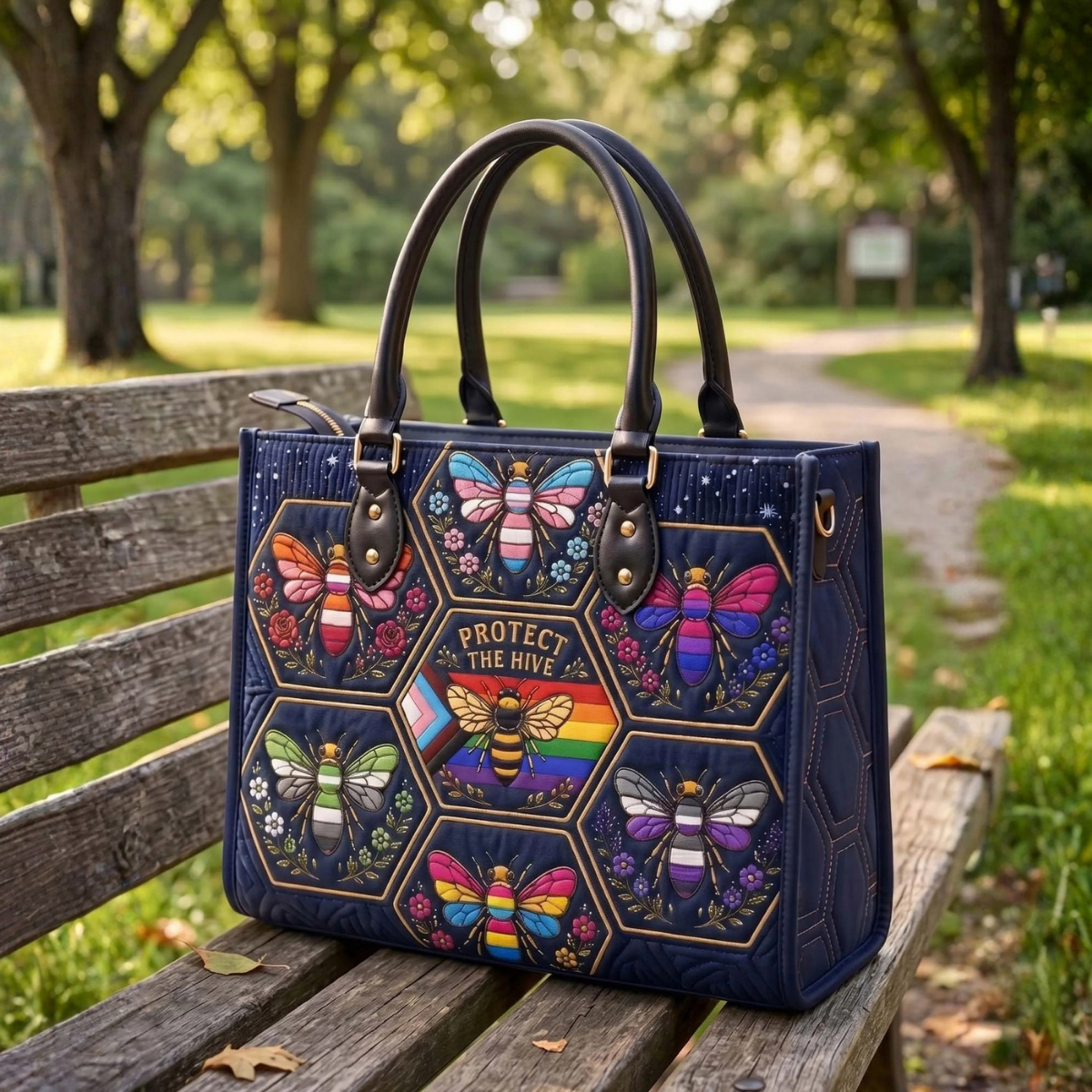 Stepptasche Schützt die Bienen – gesteppte Henkeltasche für Damen