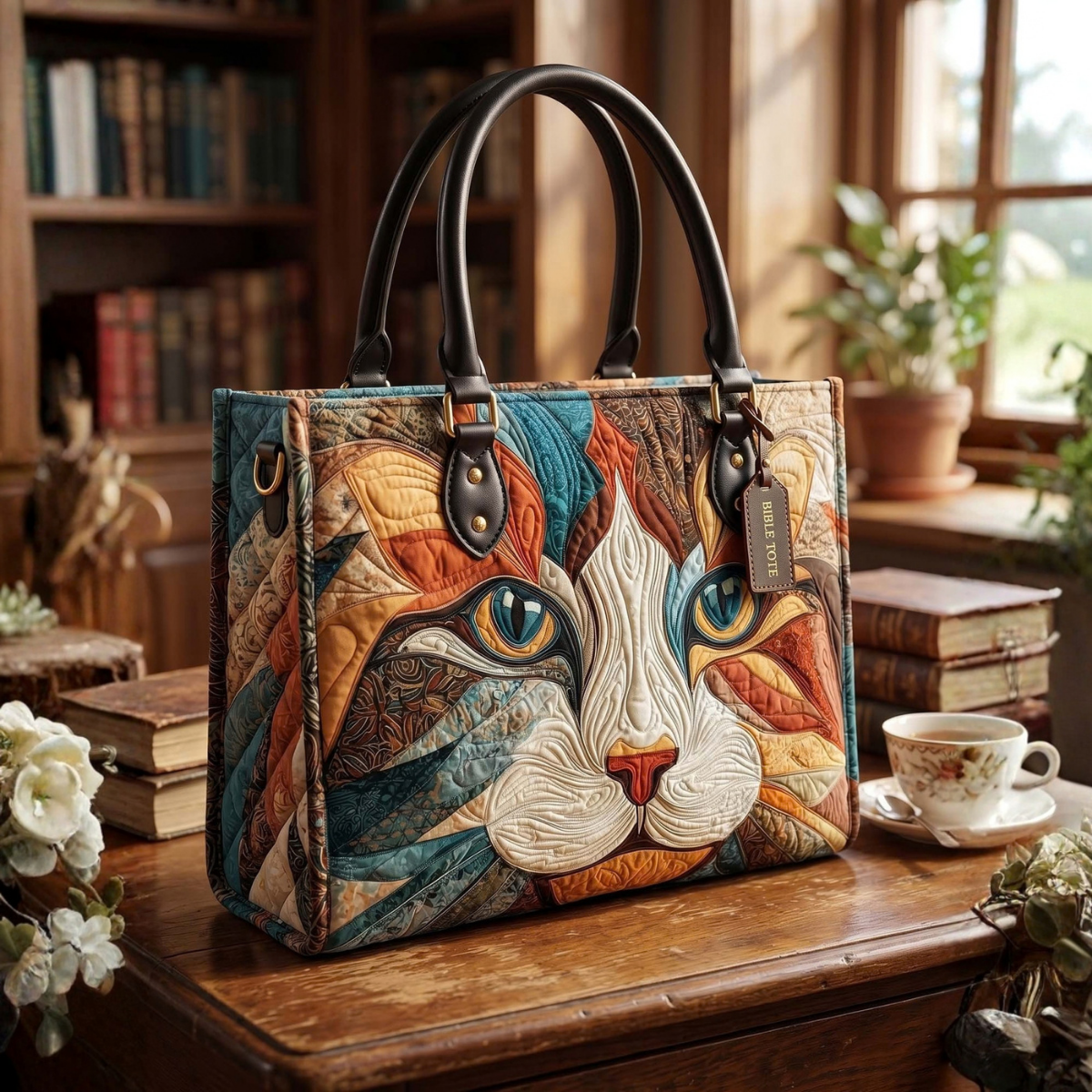 Stepptasche Süßes Katzerl – gesteppte Henkeltasche für Damen