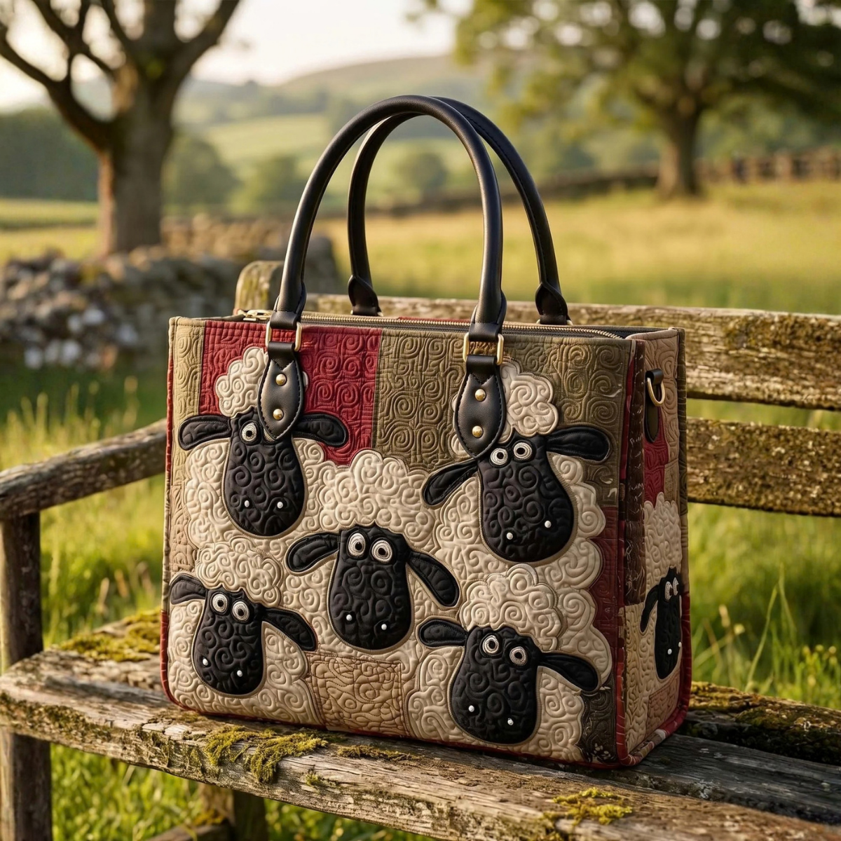Stepptasche Süßes Schaf – gesteppte Henkeltasche für Damen