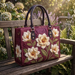 Stepptasche Weiße Magnolien – gesteppte Henkeltasche für Damen