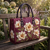 Stepptasche Weiße Magnolien – gesteppte Henkeltasche für Damen