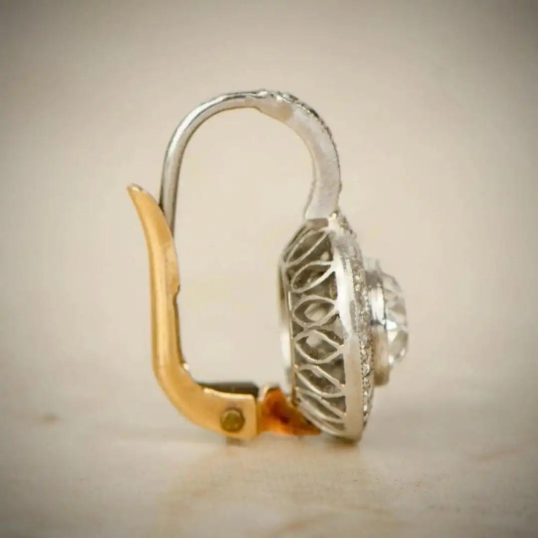 Vintage-Ohrringe mit Zirkonia in Gold und Silber, Ansicht 3