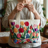 Handgefertigte Stepptasche – Tulpengarten